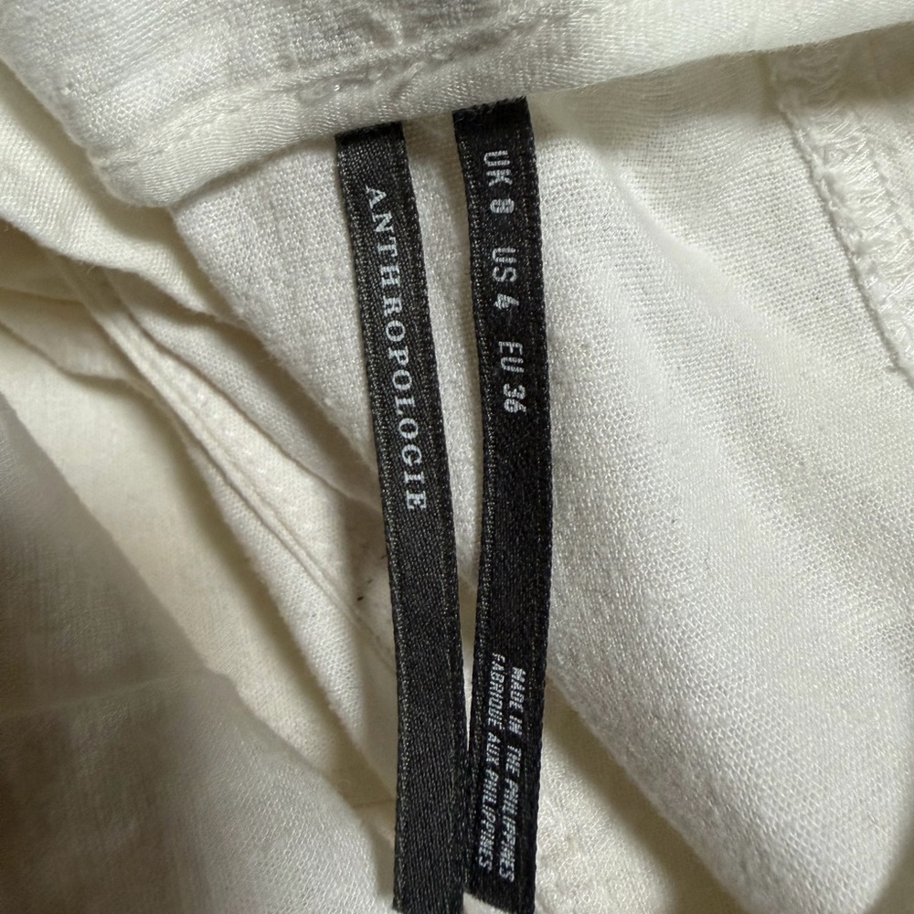 By Anthropologie White Linen Extended Waist Pants - Picture 10 of 11